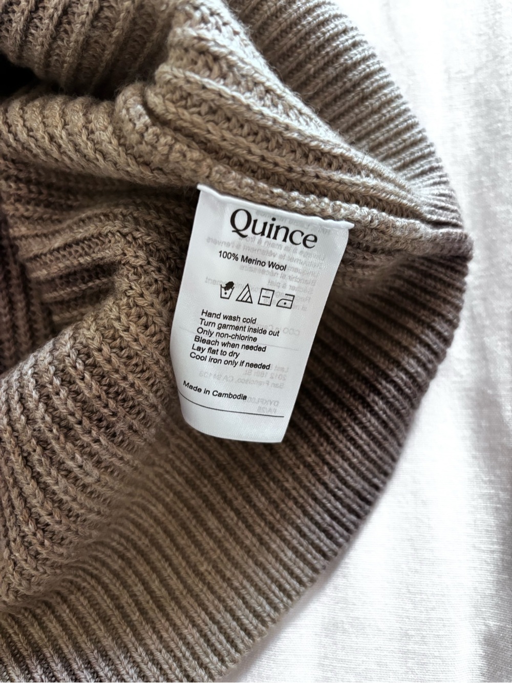 NWT Quince Australian Merino Wool Malted Toffee Half-Zip Sweater Size L - Picture 3 of 5